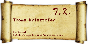 Thoma Krisztofer névjegykártya